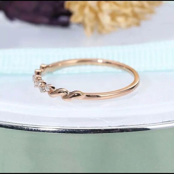 Dainty Rose Gold PLATED CZ Diamond Ring - Picture 6 of 7